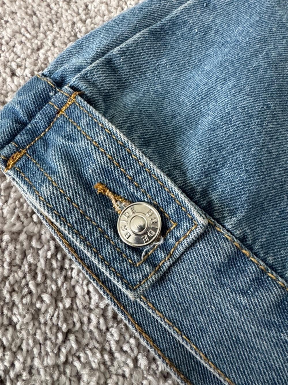 Embroidered 'Bride' Blue Denim Jacket Large - Picture 3 of 6